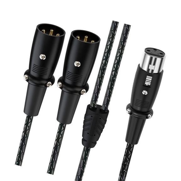 3Pin Y Splitter Balanced Microphone Cable 2 Female to 1 Male, Flexible XLR Adapter Cord for Studio Equipment