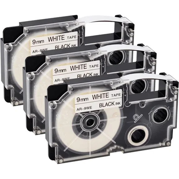 3Pk Black Ink White Tape Ez Label Cartridge For Casio Kl-60 100 9Mm Xr-9We Xr9We