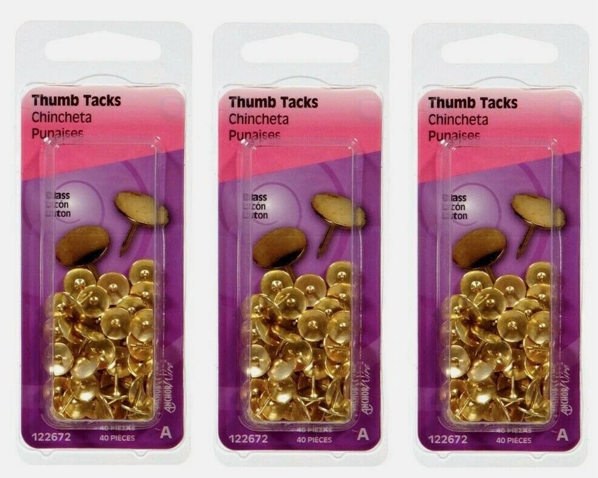 3Pk Hillman Yellow Thumb Tacks 40Ea Office Classroom Hanger Push Pin More 122672