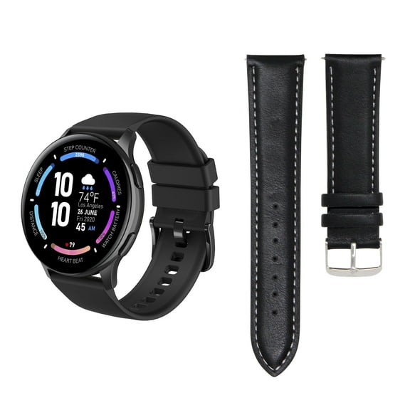 3Plus Callie Smartwatch with 1.43" Round AMOLED Display/Answer & Make Calls/Sleep Monitoring/Heart Rate/IP68 Waterproof/100 Workout Modes/ Quick Reply/ iPhone and Android/ Extra Leather Band
