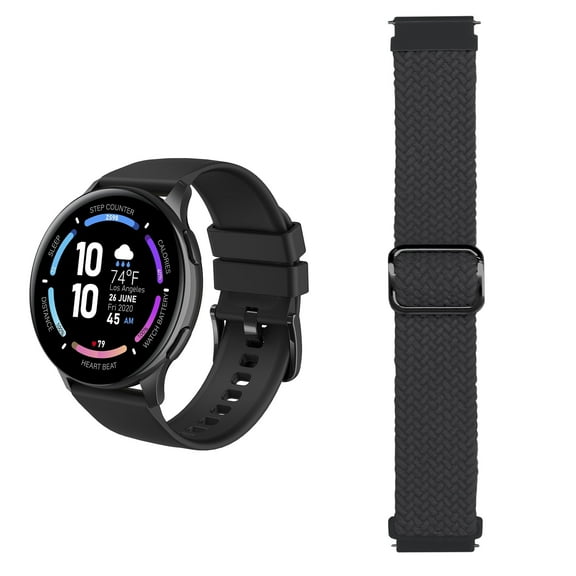 3Plus Callie Smartwatch with 1.43" Round AMOLED Display/Answer & Make Calls/Sleep Monitoring/Heart Rate/IP68 Waterproof/100 Workout Modes/ Quick Reply/ iPhone and Android/ Extra Nylon Black Band
