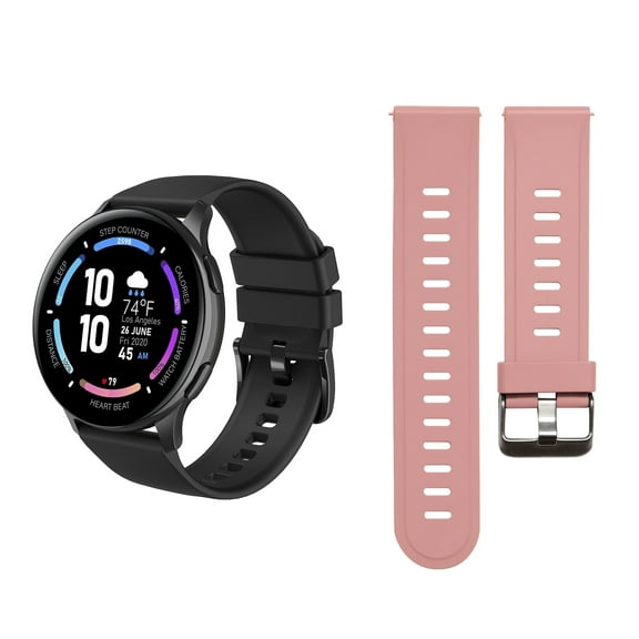 3Plus Callie Smartwatch with 1.43" Round AMOLED Display/Answer & Make Calls/Sleep Monitoring/Heart Rate/IP68 Waterproof/100 Workout Modes/ Quick Reply/ iPhone and Android/ Extra Silicon Pink Band