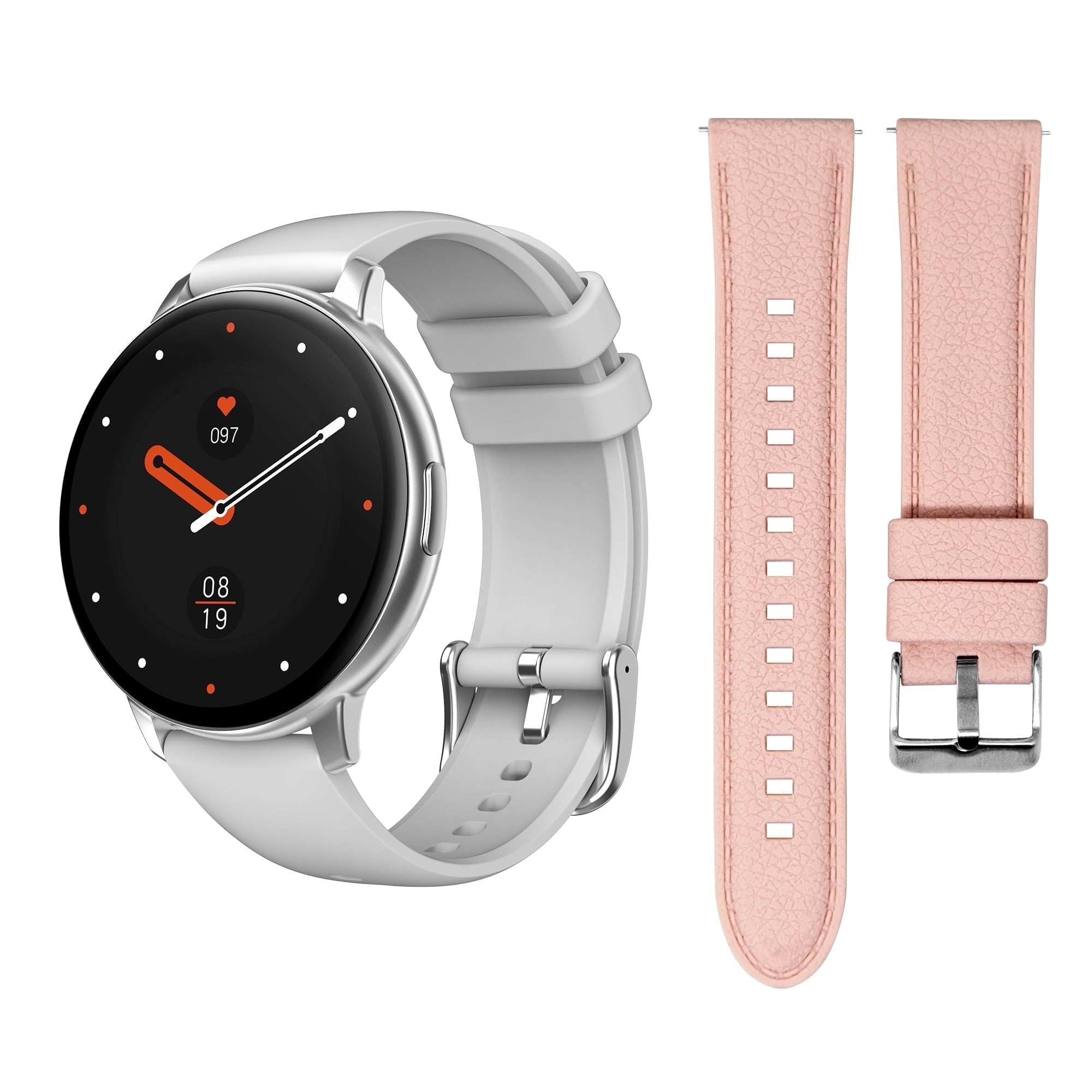 3Plus LIRA Men Women's w/BONUS BAND Smartwatch (Silver)-Make calls/ Heart Rate/ Sleep Monitor/ Notifications/ Assisted GPS/ IP68 Water Resistance/ 100+ Workouts/ Activity Tracking/ iOS & Android