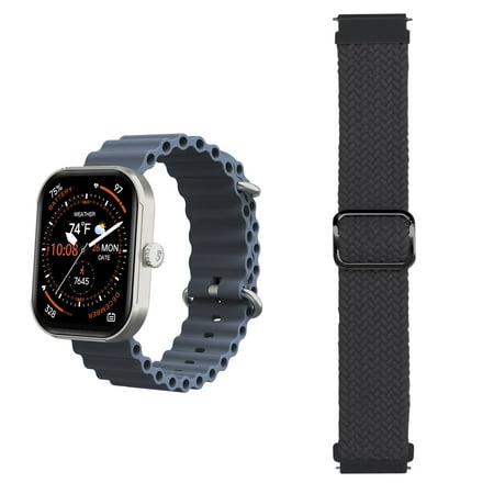 3Plus MEGA Smartwatch with 2.02" AMOLED Screen/Answer & Make Calls/Sleep Monitoring/Heart Rate/100+ Workout Modes/ Quick Reply/ iPhone and Android/Extra Nylon Band in Black