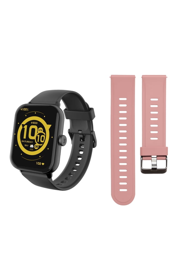 Vibe Lite BT (Bluetooth Calling) Smartwatch Black/ Extra Silicone Band Pink