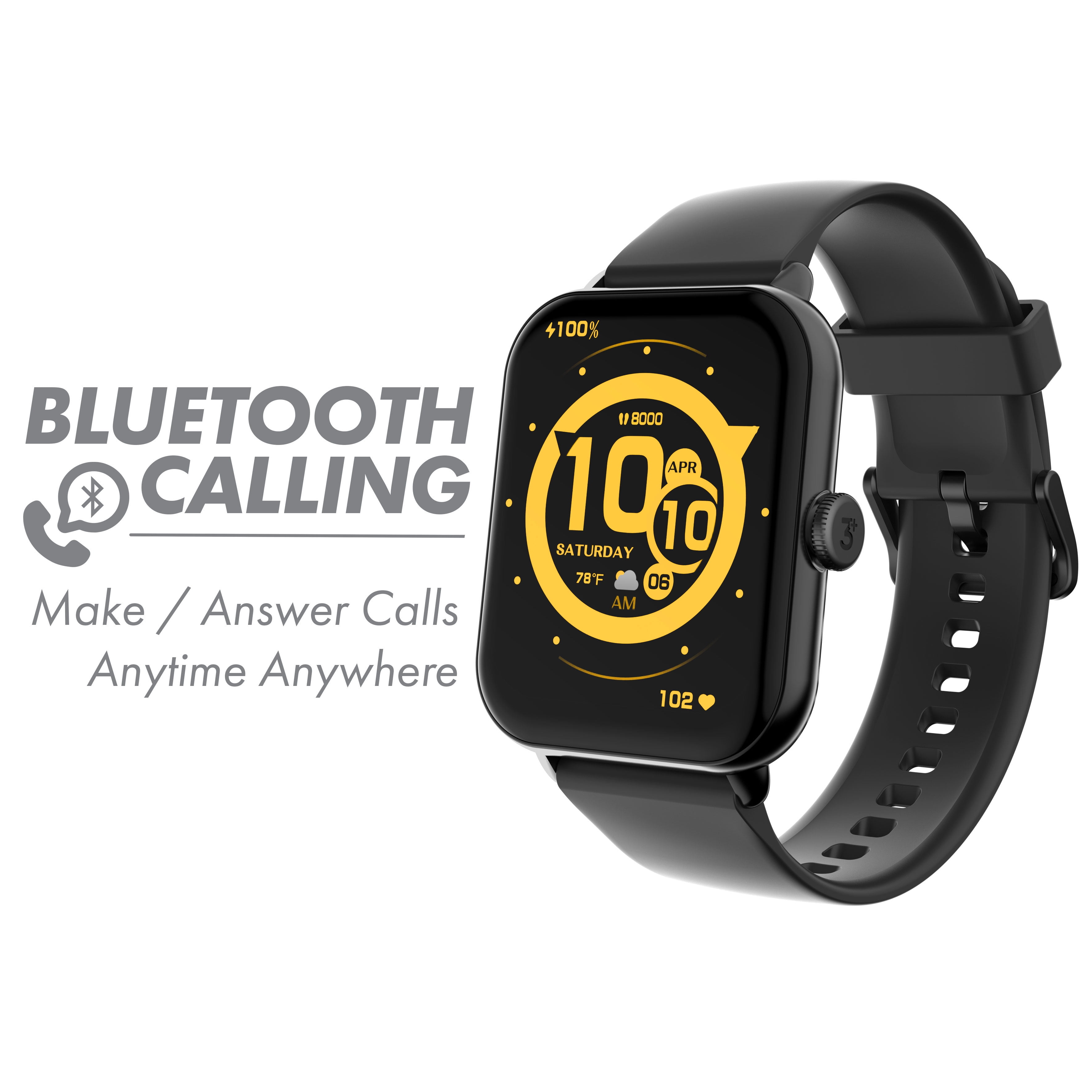 distrikt Fruity uddybe 3Plus Vibe Lite BT (Bluetooth Calling) Smartwatch Black - Unisex -  Walmart.com