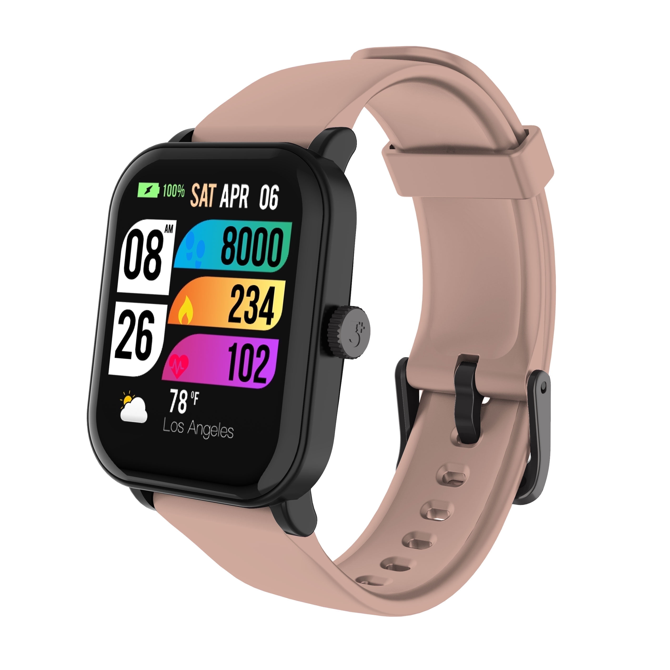 3Plus Vibe Plus 2 Smart Watch - Rose Gold Band (Unisex, for Adults, Children, Teens, and Seniors)