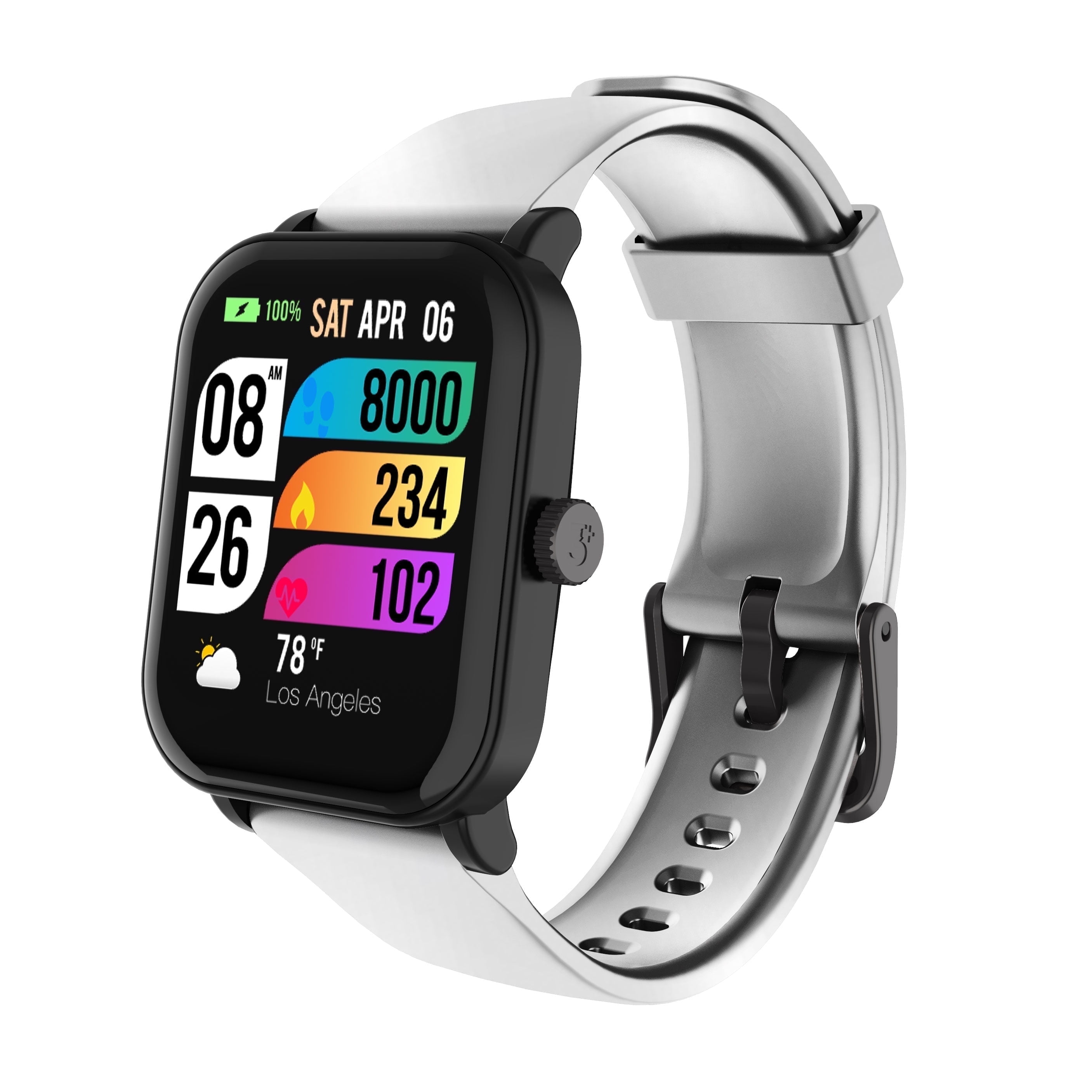 3Plus Vibe Plus 2 Smart Watch - Silver Gray Band (Unisex, for Adults, Children, Teens, and Seniors)