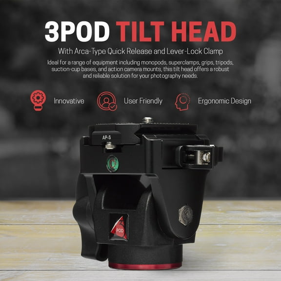 3Pod Tilt Head with Arca-Type Quick Release and Lever-Lock Clamp