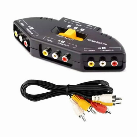 3Port Rcas Audios Video Selectors Rcas Splitter For Multiple Devices Seamlessly Switching Not Need External Power Supply
