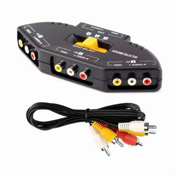 3Port Rcas Audios Video Selectors Rcas Splitter For Multiple Devices Seamlessly Switching Not Need External Power Supply
