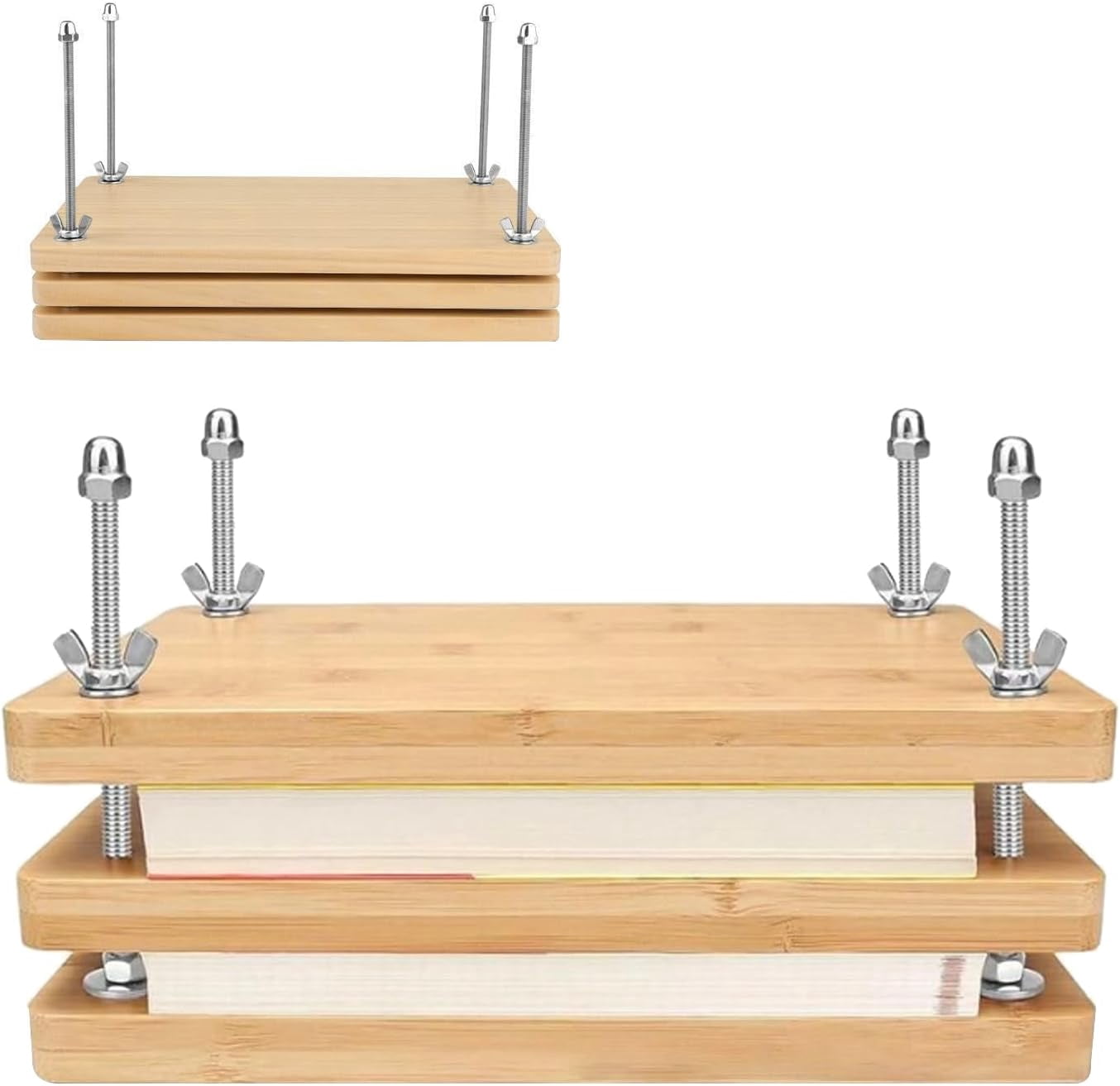 3Press Boards Wooden Book Press, 30 x 20 cm Book Press, Multifunctional Manual Sturdy Bookbinding Tool, Practical Bookbinding Accessories, DIY Bookbinding Labels, Wood Shape Factor