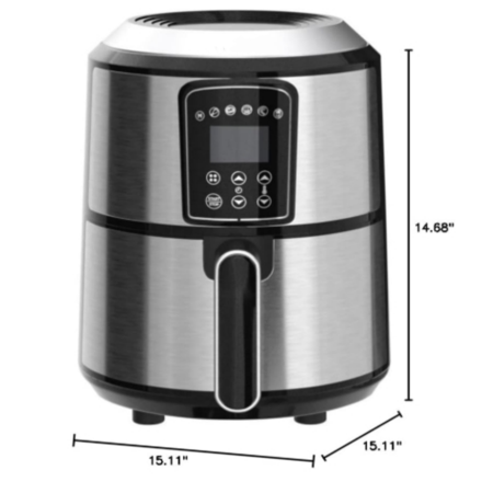 3QT Digital Air Fryer, Faster Pre-Heat, No-Oil Frying, Fast Healthy Evenly Cooked Meal Every Time, Dishwasher Safe Non Stick Pan and Crisping Tray for Easy Clean Up, Stainless Steel