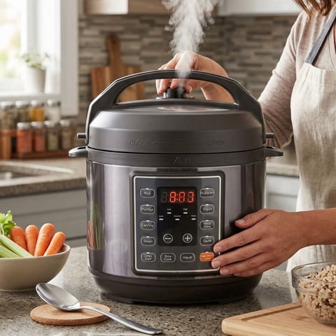 3QT Electric Pressure Cooker, 10-in-1 Multi Cooker, Small Programmable Stainless Steel Pot and Ceramic Inner Pot, Black