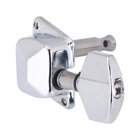 3R 3L Semiclosed Metal Machine Heads String Tuning Key Pegs Tuners for Folk Guitar, Silver