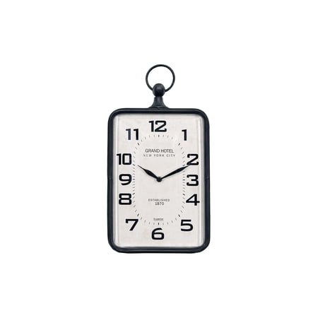 Creative Co-Op Metal Rectangle Hanging Clock with Handle Decoration on Top