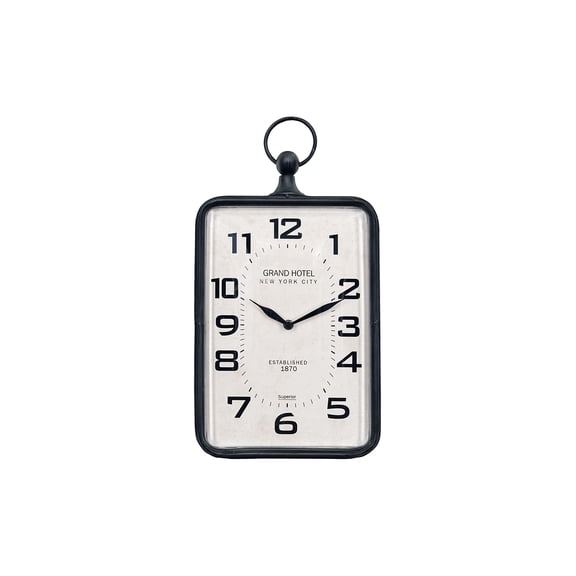 Creative Co-Op Metal Rectangle Hanging Clock with Handle Decoration on Top