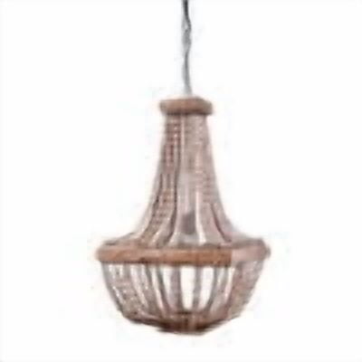 Creative Co-Op Wood & Metal Framed Chandelier with Wood Bead Draping