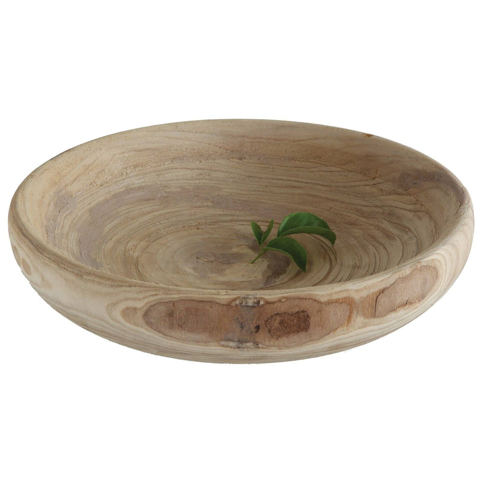 Handcrafted Earthy Paulownia Wood Decorative Bowl Set - 19.8"
