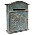 thumbnail image 1 of Creative Co-Op Distressed Blue Embossed Tin Mail Box, 1 of 6