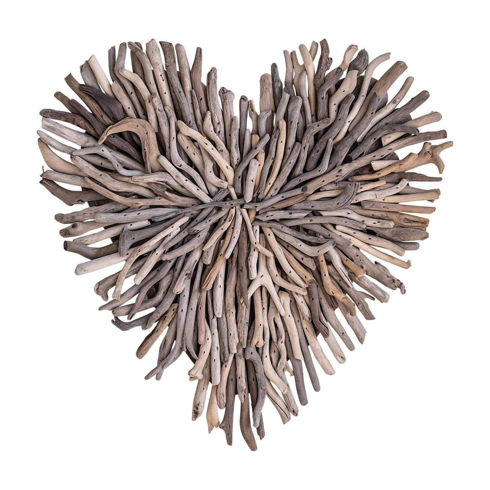 Heart Shaped Driftwood Wall Decor Sculpture, 15.5" x 15.5"