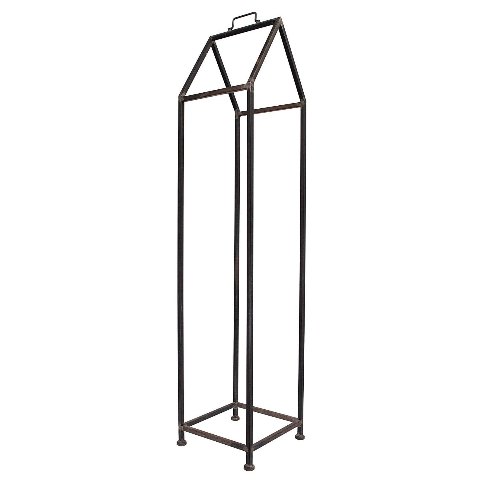 Tall Black Metal House-Shaped Firewood Holder