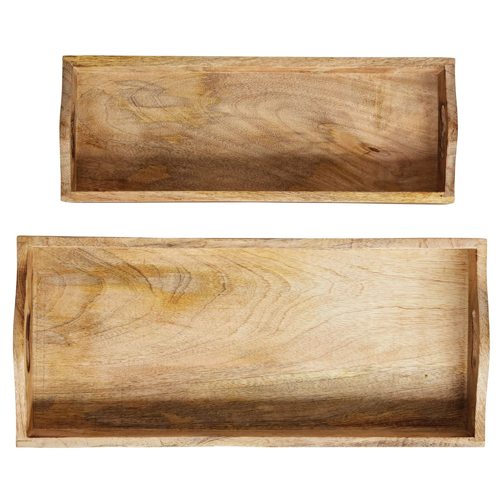 Rustic Rich Brown Mango Wood Serving Trays - Set of 2