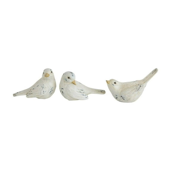 3R Studios Resin Birds with Distressed White Finish - Set of 3