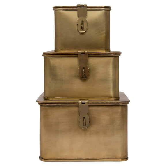 3R Studios Square Decorative Metal Boxes - Set of 3