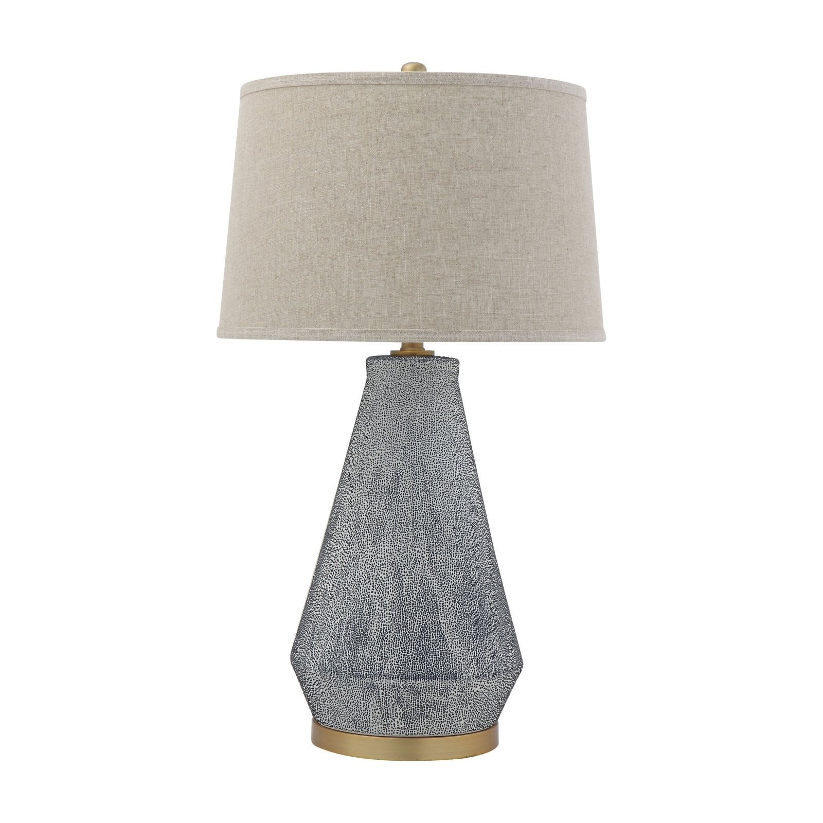 Textured Blue Glaze Ceramic Table Lamp with Linen Shade