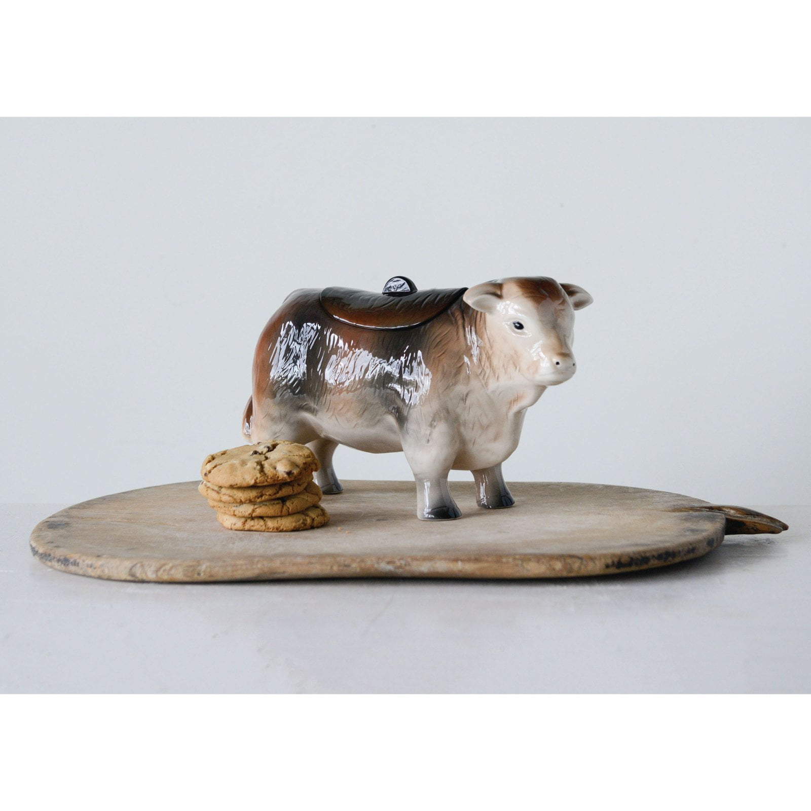 Vintage Black and Brown Ceramic Cow Cookie Jar