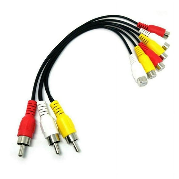 3RCA Male Jack to 6RCA Female Plug Splitter Audio DVD Adapter Video H7A9 E0D5