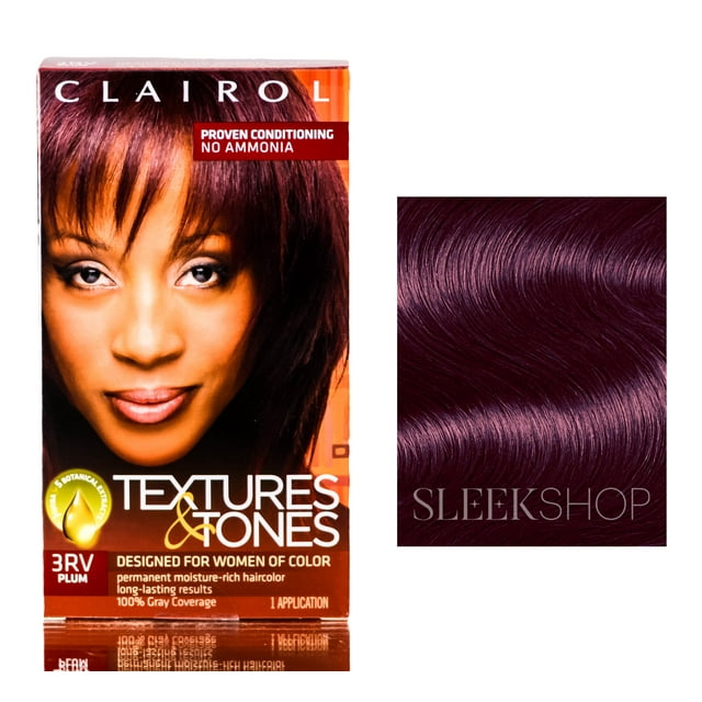 3RV - Plum , Clairol Textures & Tones Hair Color - Designed For Women of Color Hair - Pack of 1 w/ Sleek Teasing Comb