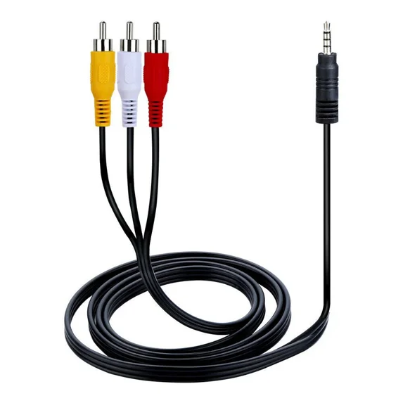 3Rca Male To 3.5Mm Male Audio Video Cord Av Dv Aux Cable Adapter Converter Usa
