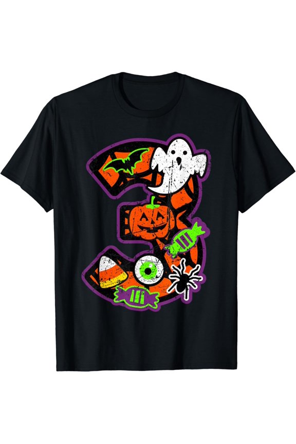 3Rd Birthday Halloween 3 Year Old Ghost Outfit Boo Theme T-Shirt BLACK Unisex S-5XL Hot Trending Shirt, Vintage Birthday Gift