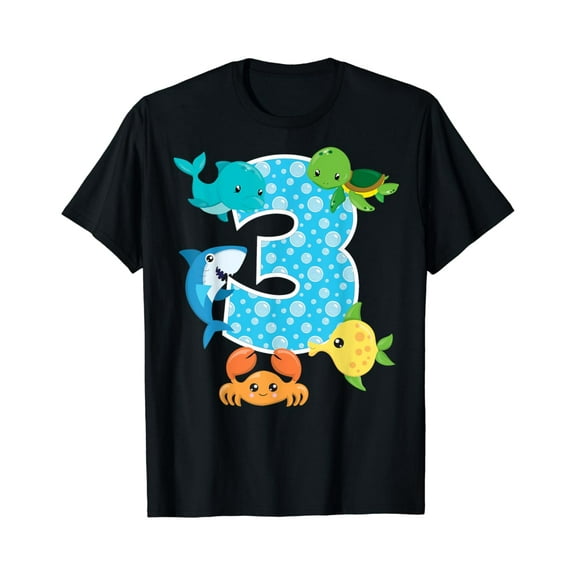 3Rd Birthday Party 3 Year Old Sea Fish Aquarium Birthday Boy T-Shirt
