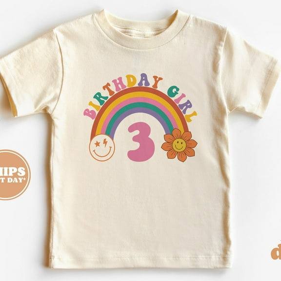 3Rd Birthday Shirt - Rainbow Girl 3Rd Birthday Toddler Shirt - Birthday Girl Toddler Tee TODDLER SHORT SLEEVE TEE BELLA CANVAS 3001T