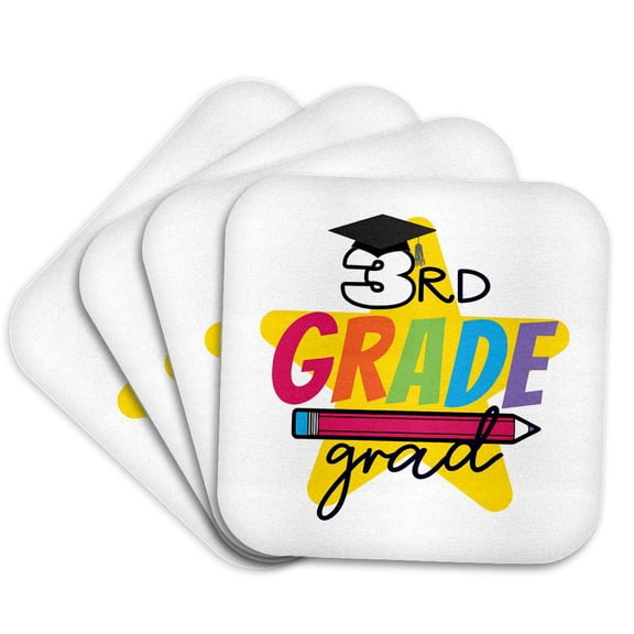 3drose, 3rd Grade Grad, Set of 4 Coasters - Soft