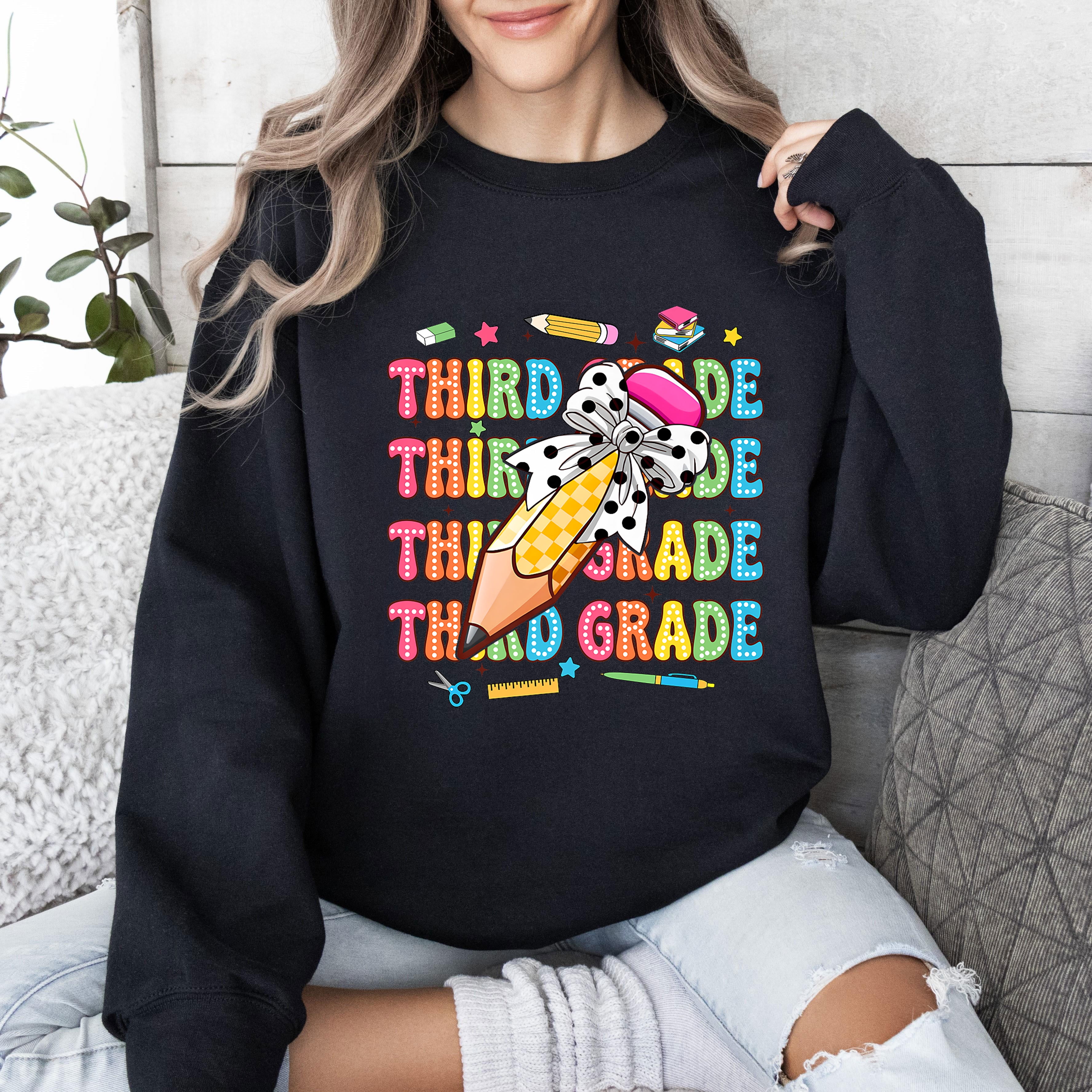 3Rd Grade Pencil Coquette Bow Teacher Student Back To School Premium T ...