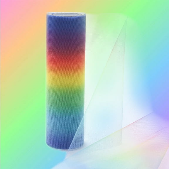 3Roll Polyester Deco Mesh Ribbons Rainbow Gradient Color Tulle Fabric for DIY Craft Gift Packaging Home Party Wall Decoration Colorful 5-7/8 inch(150mm) 3.00 Yards(2.74m)/Roll