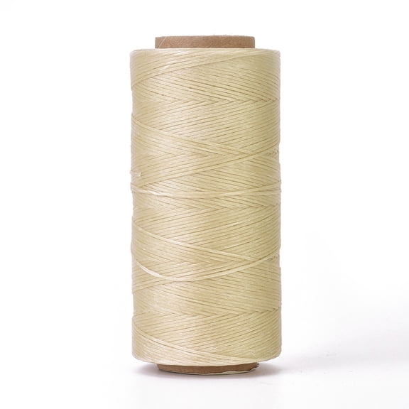 3Roll Waxed Polyester Cord Micro Macrame Cord Waxed Sewing Thread Flat Cornsilk 0.8mm about 284.33 yards(260m)/roll