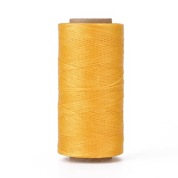 3Roll Waxed Polyester Cord Micro Macrame Cord Waxed Sewing Thread Flat Goldenrod 0.8mm about 284.33 yards(260m)/roll
