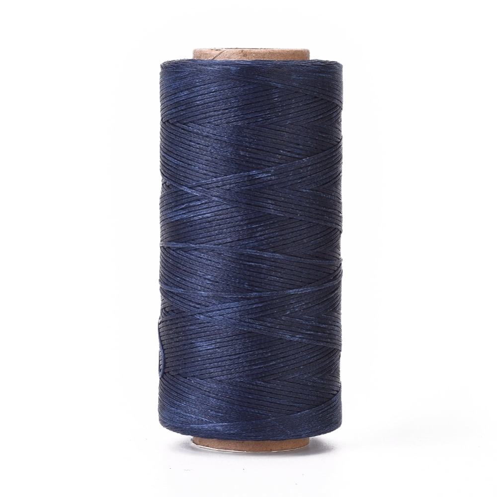 3Roll Waxed Polyester Cord Micro Macrame Cord Waxed Sewing Thread Flat Midnight Blue 0.8mm about 284.33 yards(260m)/roll