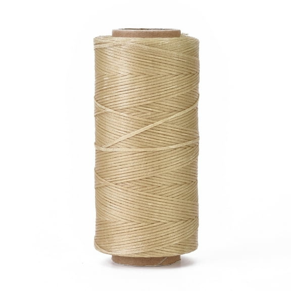 3Roll Waxed Polyester Cord Micro Macrame Cord Waxed Sewing Thread Flat Tan 0.8mm about 284.33 yards(260m)/roll