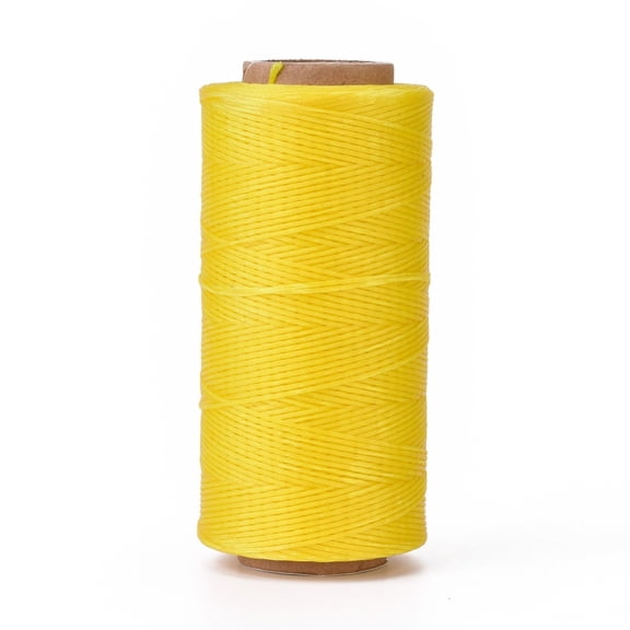 3Roll Waxed Polyester Cord Micro Macrame Cord Waxed Sewing Thread Flat Yellow 0.8mm about 284.33 yards(260m)/roll