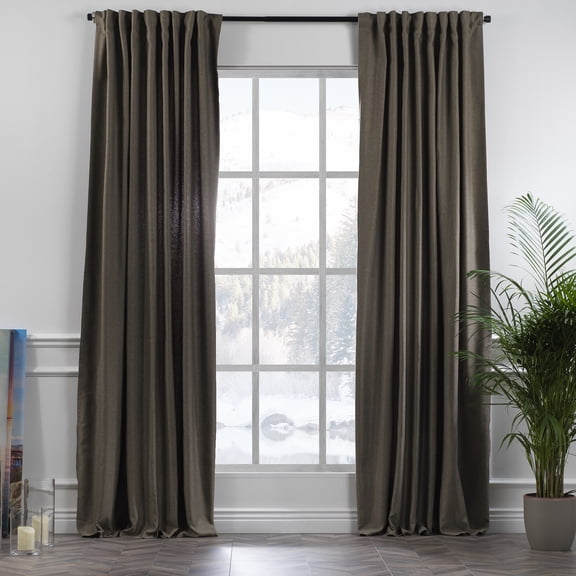 3S BROTHERS Solid Linen Look Curtains Drapes Home Decorative Set of 2 Panels Linen Window Curtains Hanging Back Tap & Rod Pocket Nursery Room Bedroom Office - Mink 52"x63" Each