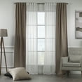 thumbnail image 1 of 3S Brother's 4 Panels Mix and Match Curtains 2 solid Decorative Linen Look curtains and 2 Sheer Linen look Curtains Hanging Back Tap & Rod Pocket Office, Luxury Home Deco Each 28"x84" Barley-Ecru, 1 of 6
