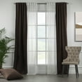 thumbnail image 1 of 3S Brother's 4 Panels Mix and Match Curtains 2 solid Decorative Linen Look curtains and 2 Sheer Linen look Curtains Hanging Back Tap & Rod Pocket Office, Luxury Home Deco Each 28"x63" Brown-Ecru, 1 of 6