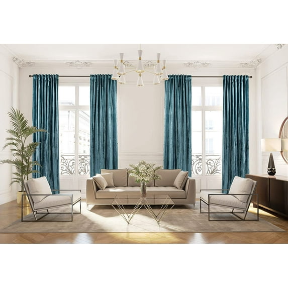 3S Brother's Air Force Extra Long Shiny Velvet Curtains Luxury Colors Light Blocking Hang Back Tab & Rod Pocket 1 Panel Curtain 5-30 Ft Home Décor Custom Made Drapes -Made in Turkey(52"W X 132"L)