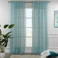 thumbnail image 1 of 3S Brother's Blue Linen Look Extra Long Set of 2 Panels Sheer Curtains Rod Pocket & Back Tab Home Décor Window Custom Made Drapes 10-30 Ft. Long -Made in Turkey Each Panel (52"W x 288"L), 1 of 6